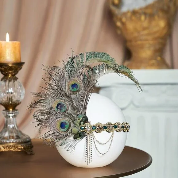 1920s Flapper Headband Peacocks Sequins Beads Gatsby Accessories for Women - Picture 2 of 5